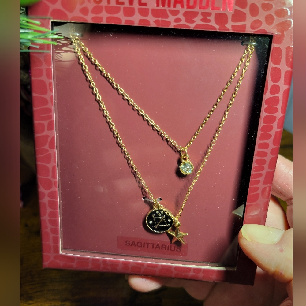 Steve Madden Sagittarius Gold tone Zodiac Necklace Set
